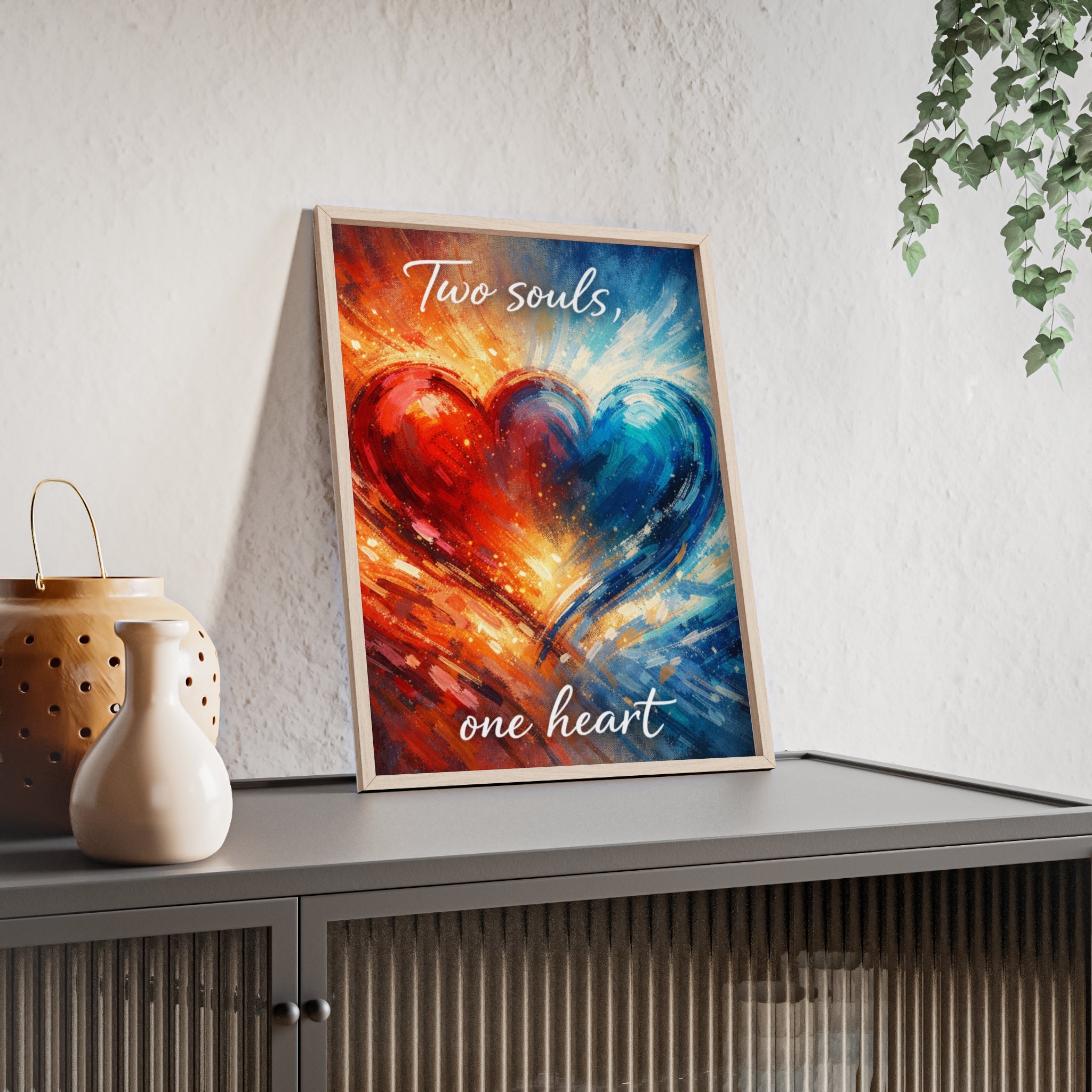 Two Souls One Heart Framed Poster — Romantic Heart Wall Art