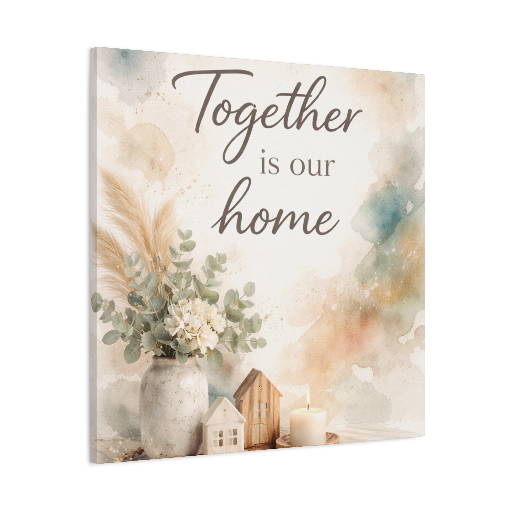 Together Is Our Home Floral Inspirational Decor Canvas Wall Art