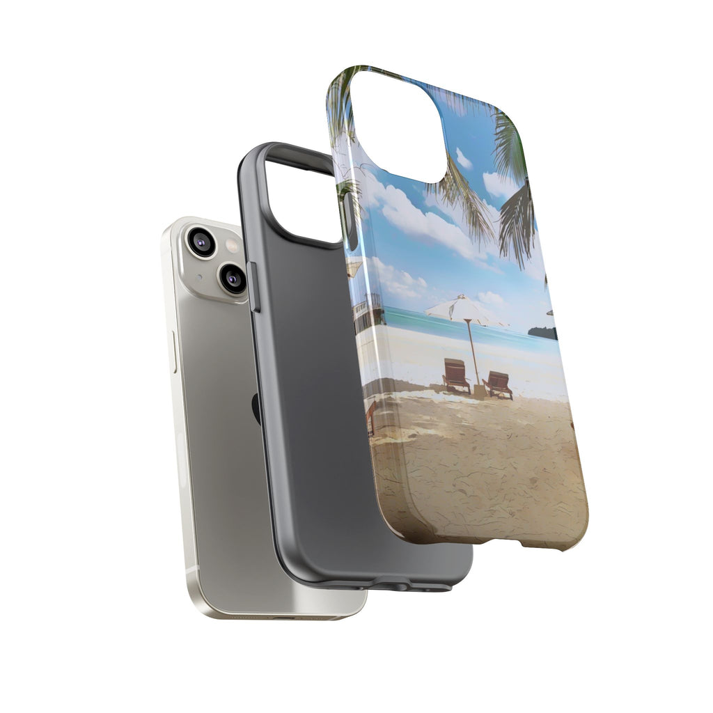 Beach Paradise Tropical Palm Beach Scene Tough Phone Case