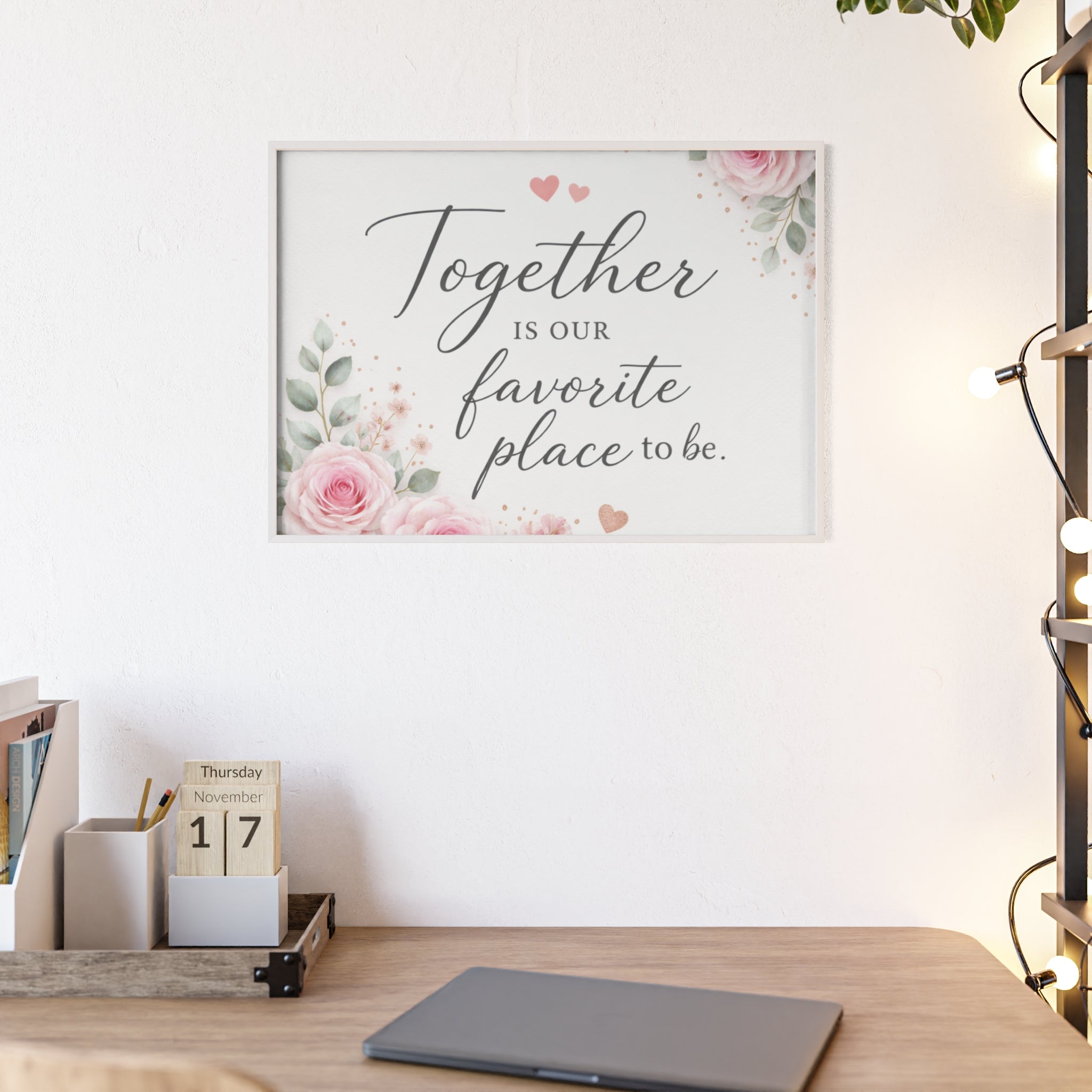 Together Is Our Favorite Place To Be Framed Floral Wall Art