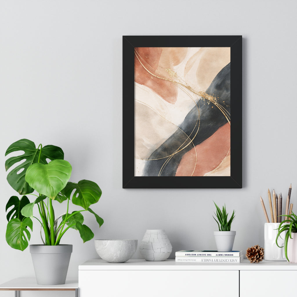 Modern Abstract Earth Tone Wall Art Poster with Gold Accents
