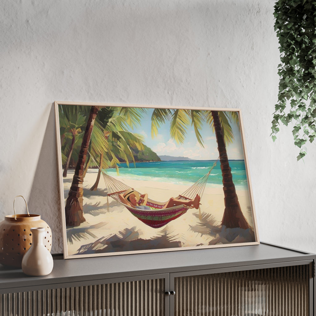 Tropical Beach Hammock Framed Poster