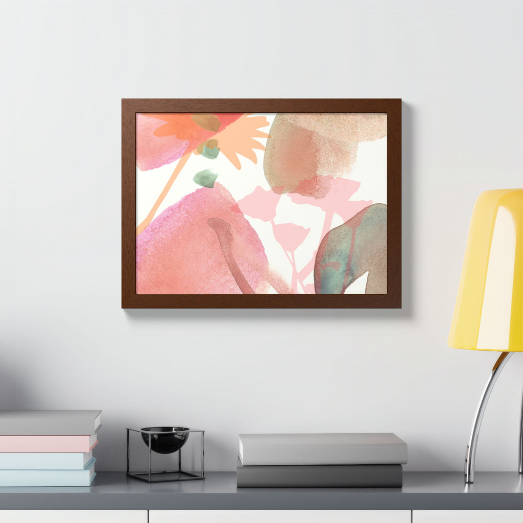 Multi-Color Abstract & Floral Design Framed Poster