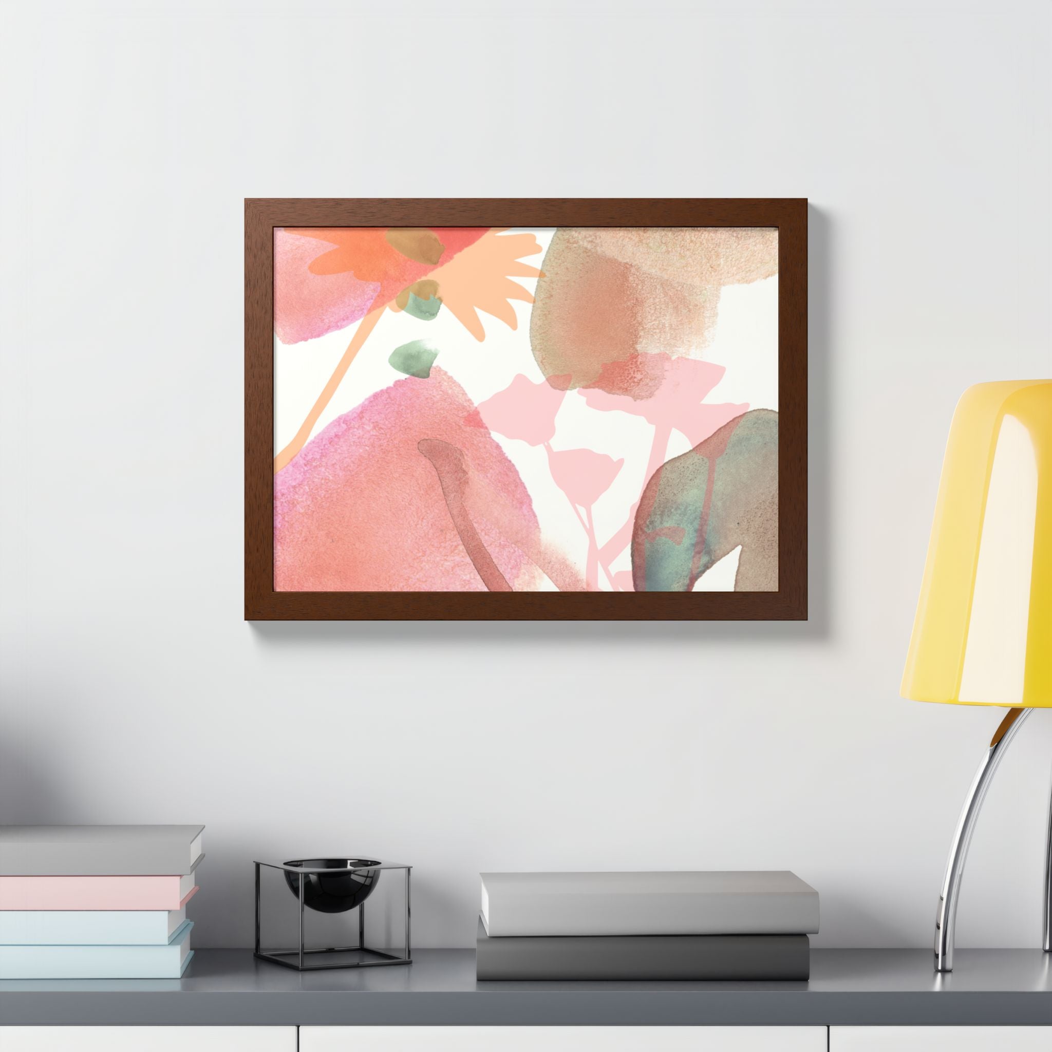 Multi-Color Abstract & Floral Design Framed Poster