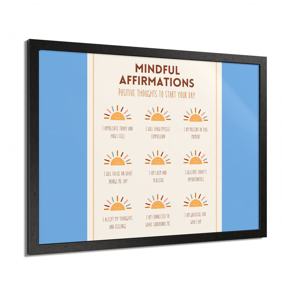 Mindful Affirmations: Positive Thoughts to Start Your Day Framed Poster