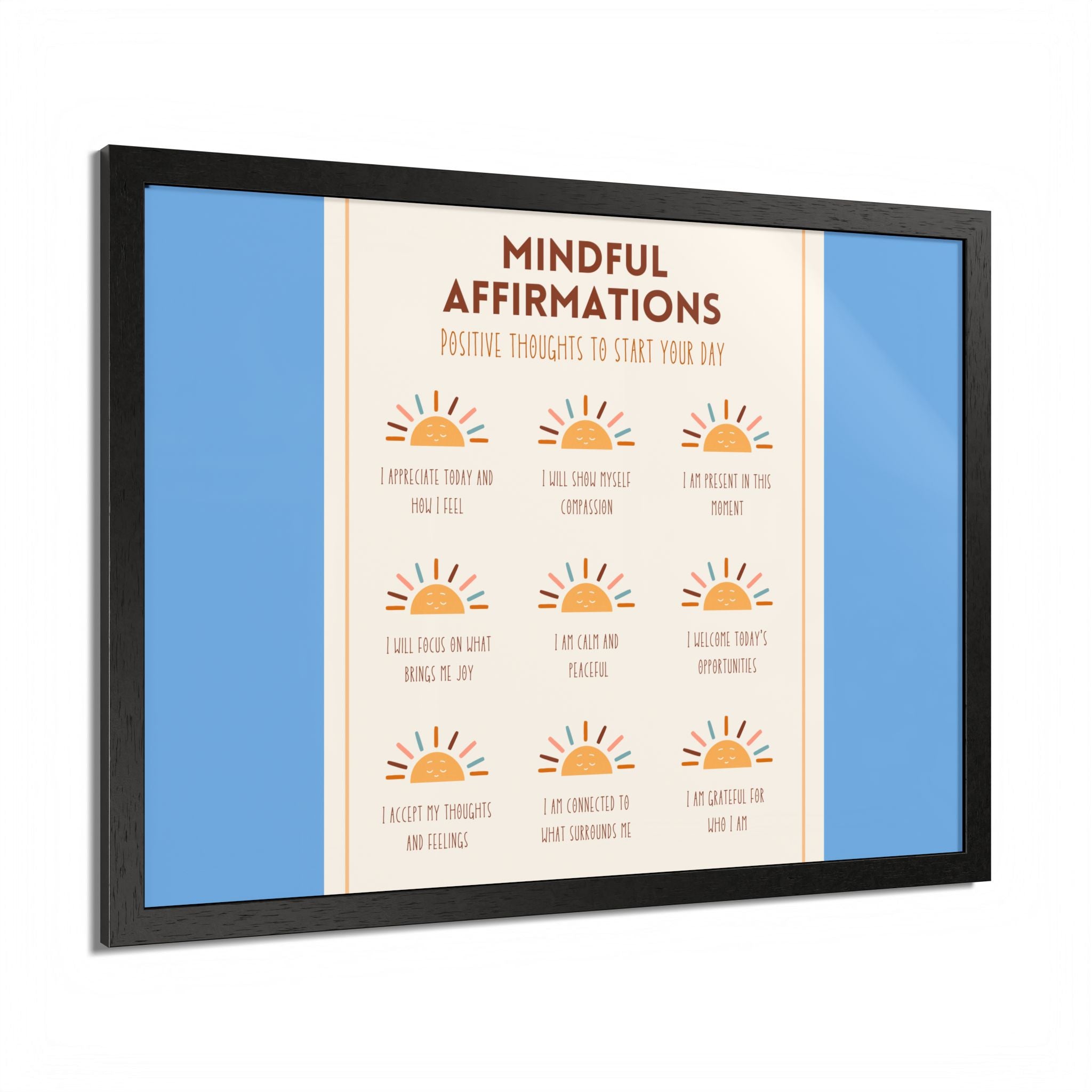 Mindful Affirmations: Positive Thoughts to Start Your Day Framed Poster