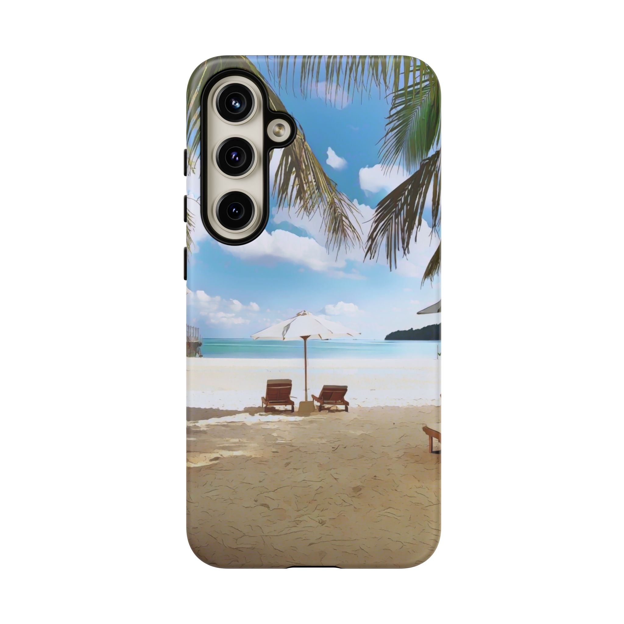 Beach Paradise Tropical Palm Beach Scene Tough Phone Case
