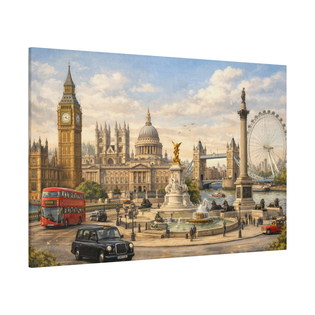 London Cityscape Matte Canvas Print Wall Art