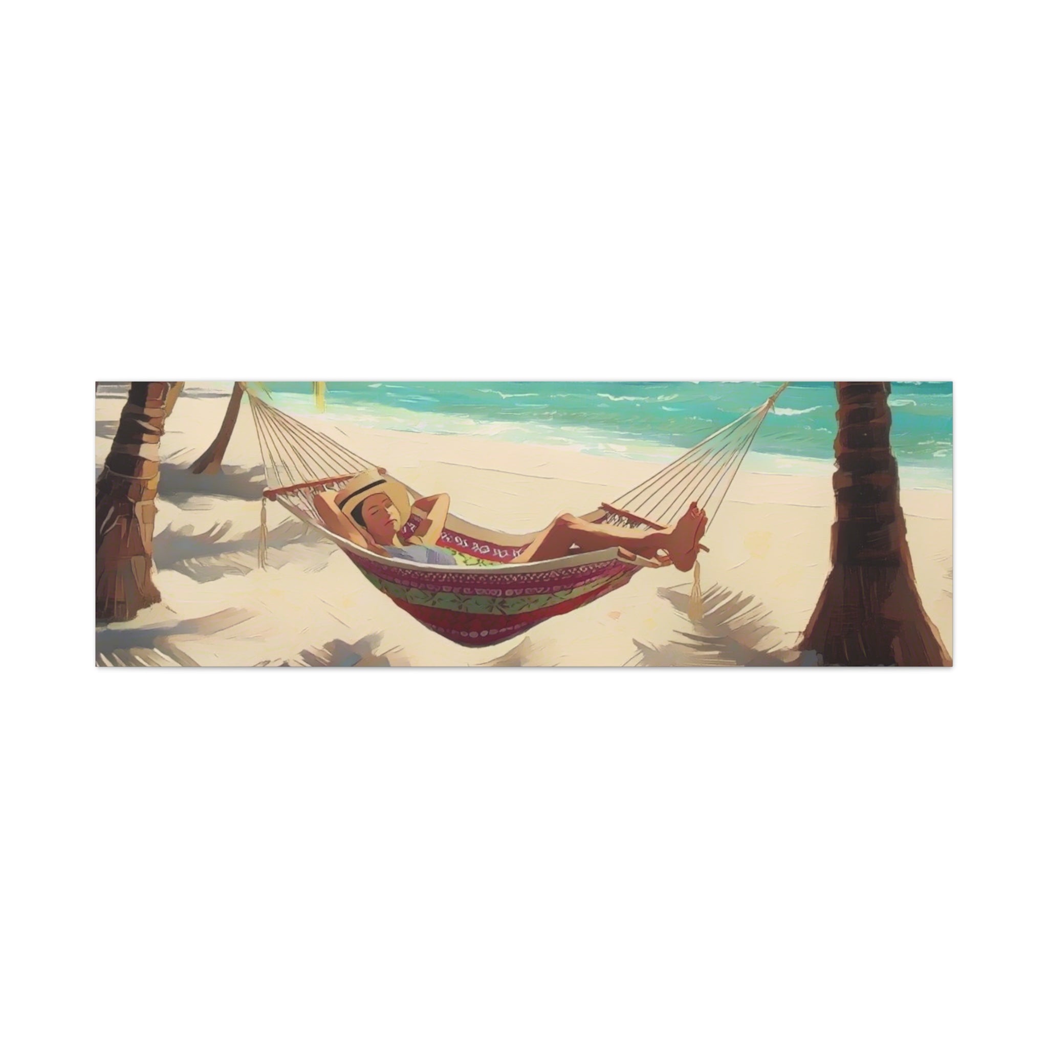 Tropical Beach Hammock Canvas Wall Art