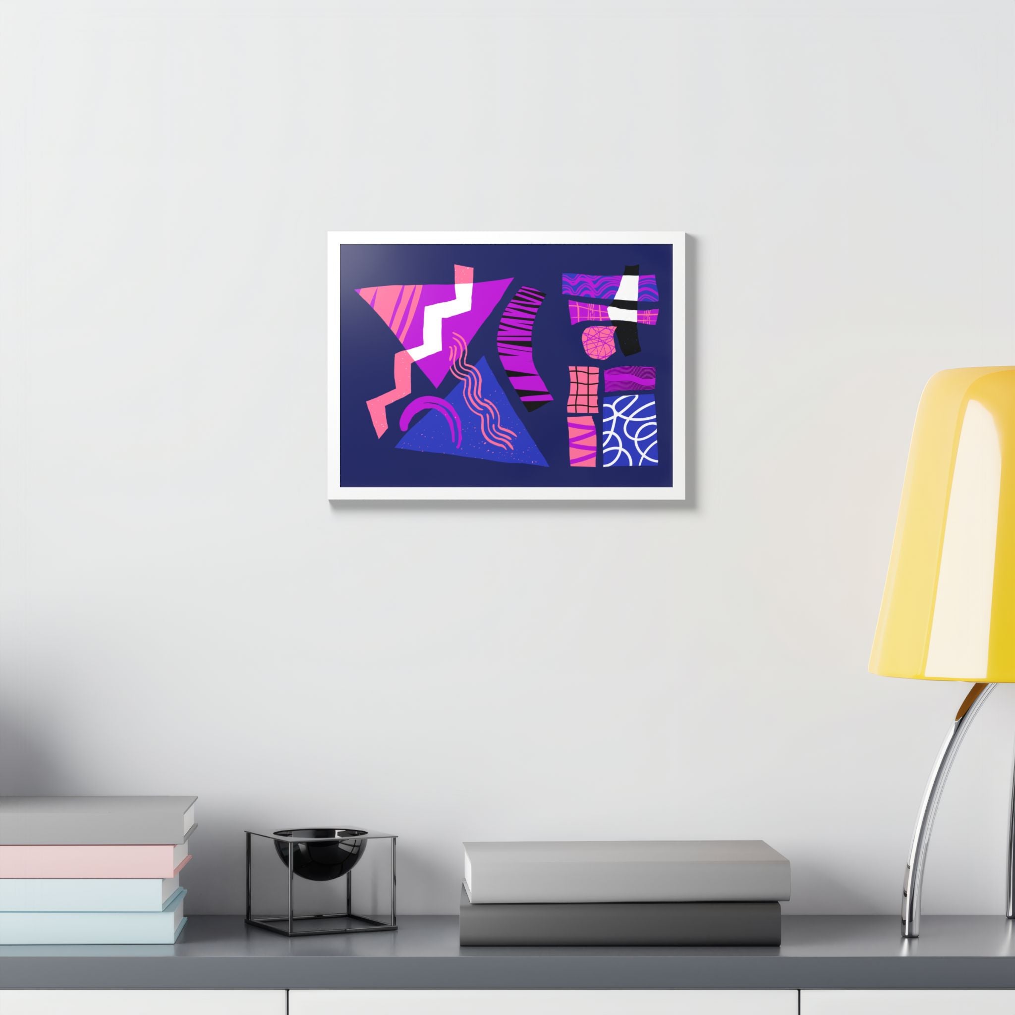 Abstract Geometric Framed Poster — Pink & Purple Modern Wall Art