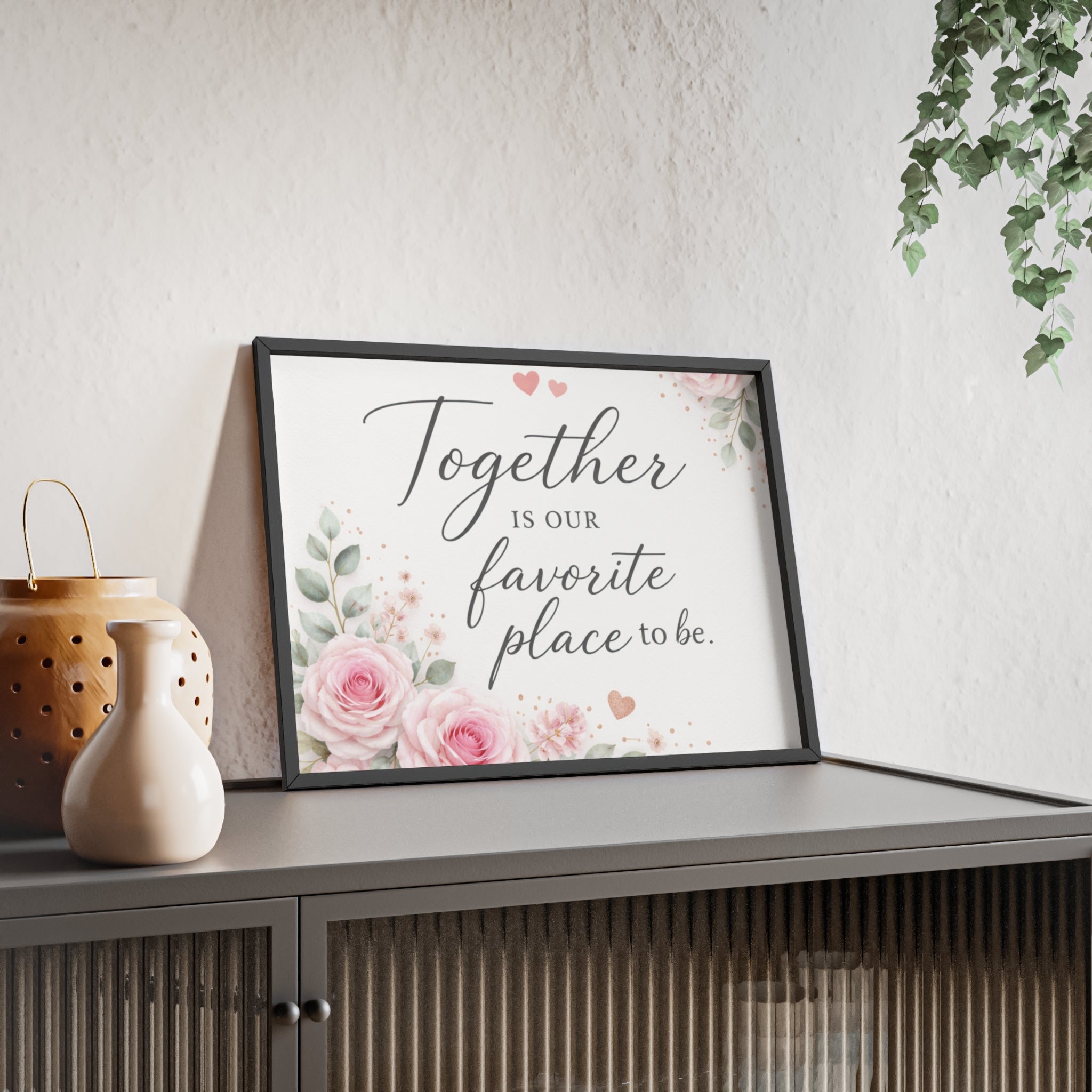 Together Is Our Favorite Place To Be Framed Floral Wall Art