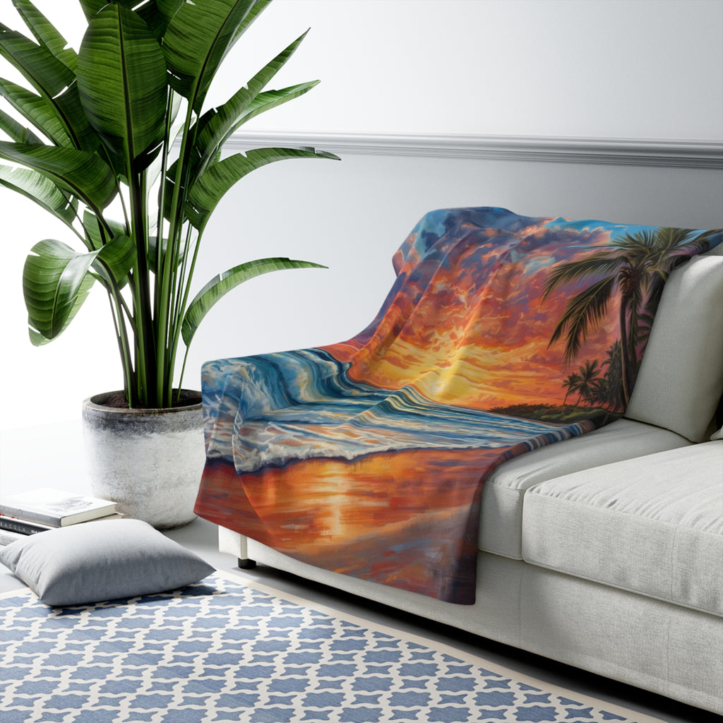 Beach Sunset Sherpa Fleece Blanket