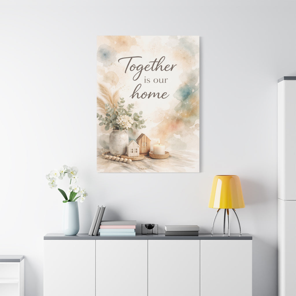 Together Is Our Home Floral Inspirational Decor Canvas Wall Art