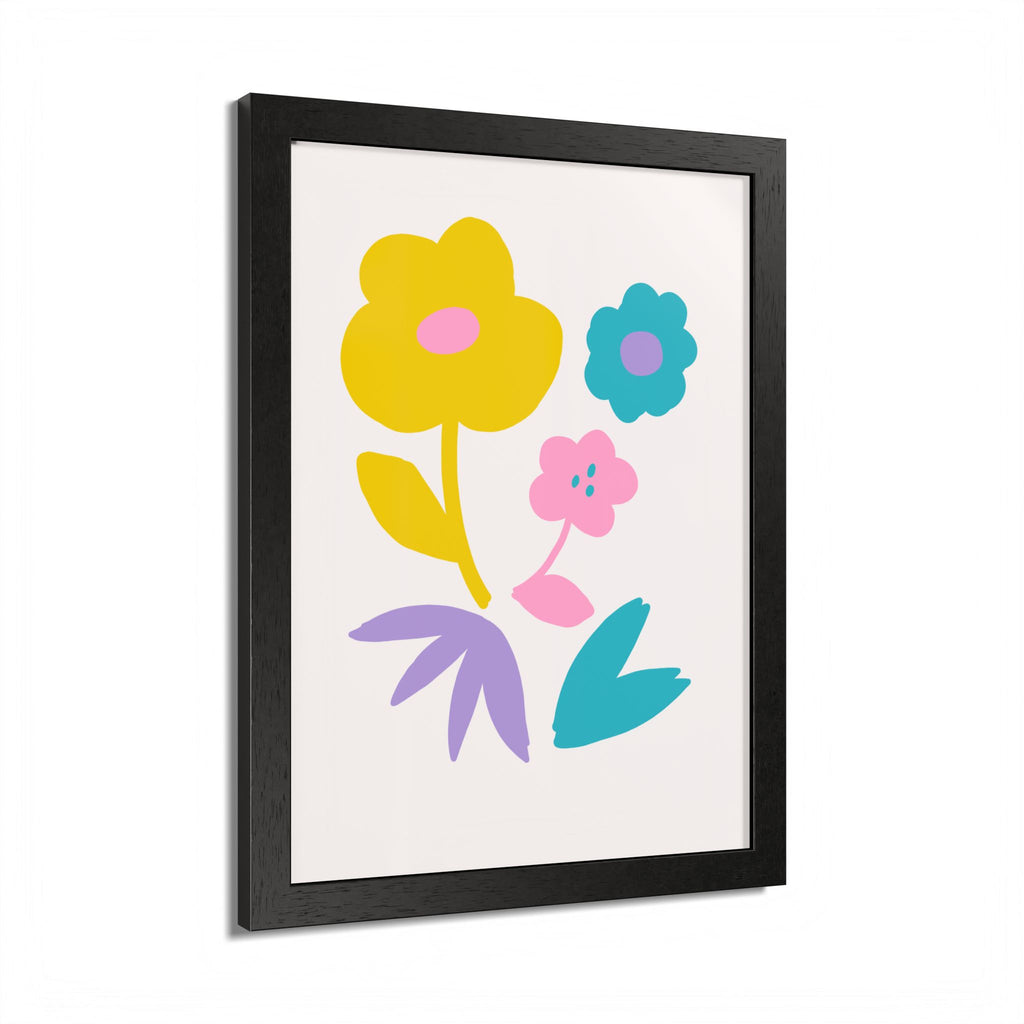 Multi-Color Floral Framed Poster