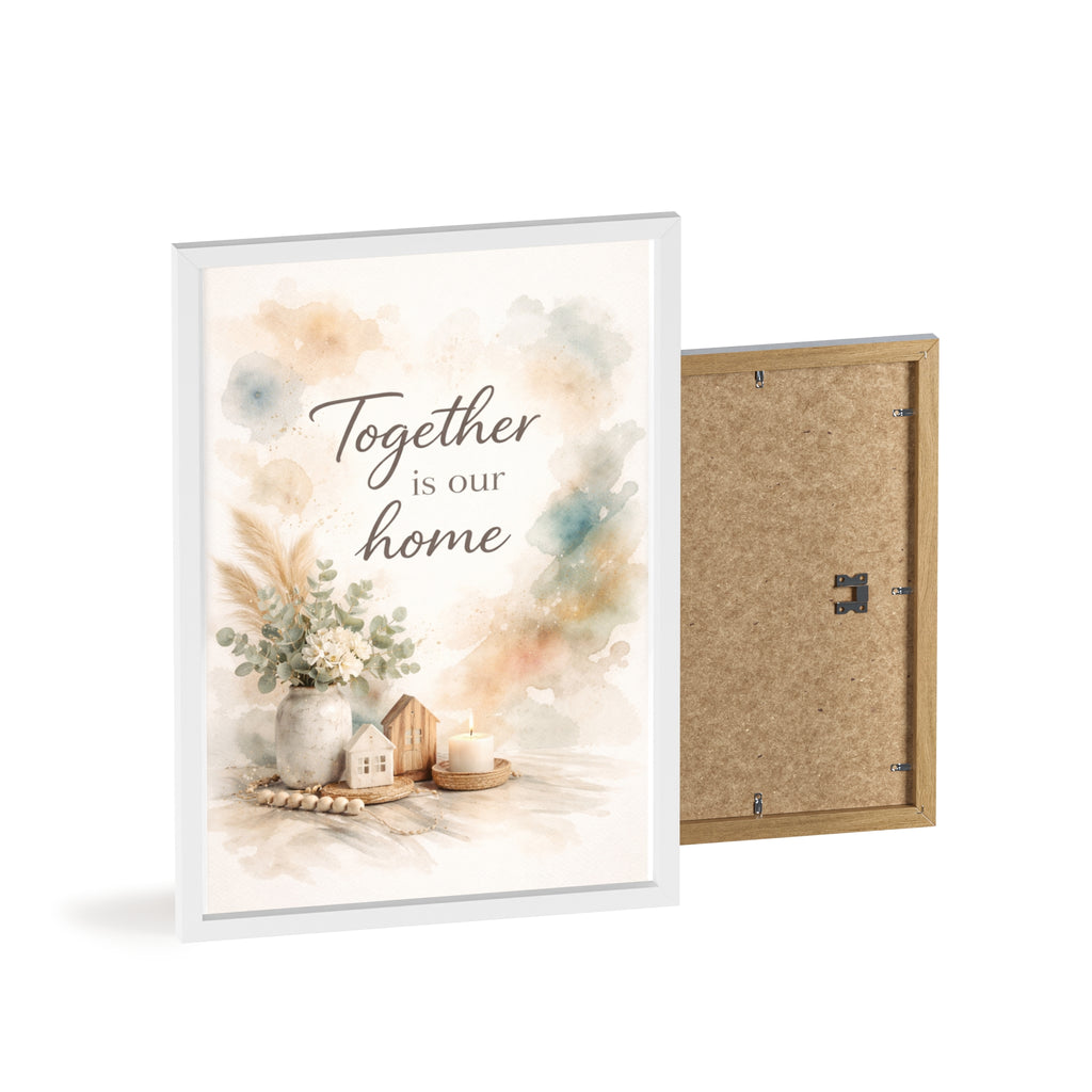 Together Is Our Home Framed Poster Cozy Watercolor Floral Wall Art