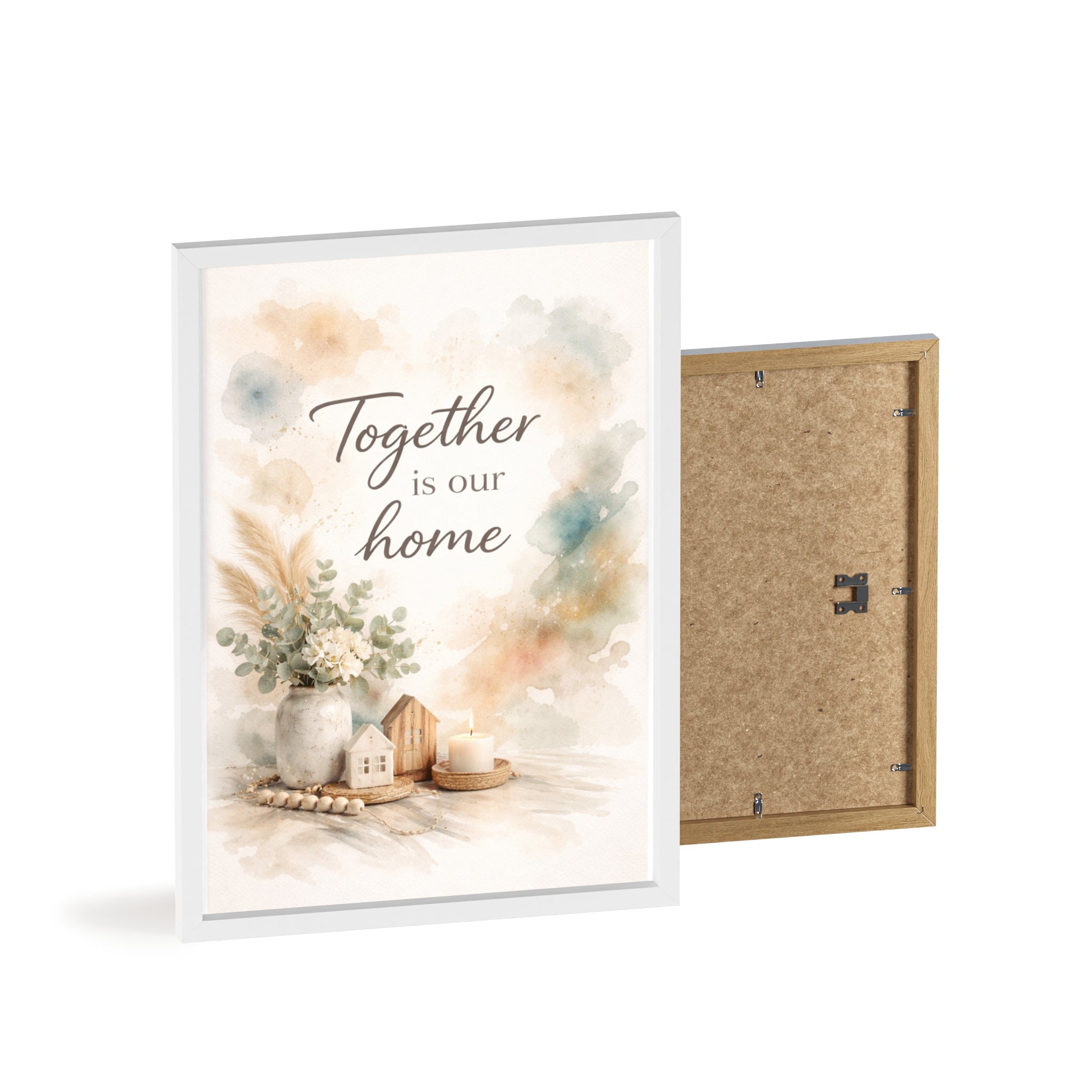 Together Is Our Home Framed Poster Cozy Watercolor Floral Wall Art