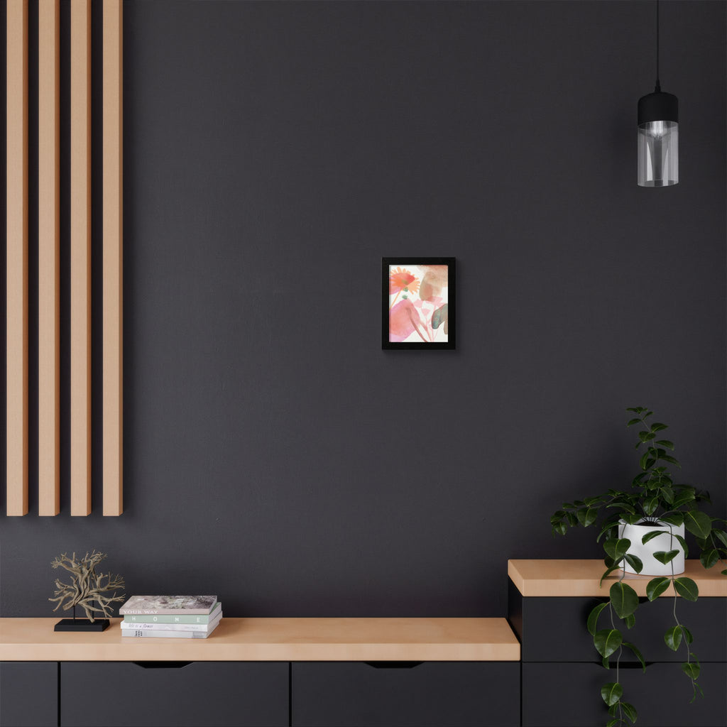 Multi-Color Abstract & Floral Design Framed Poster