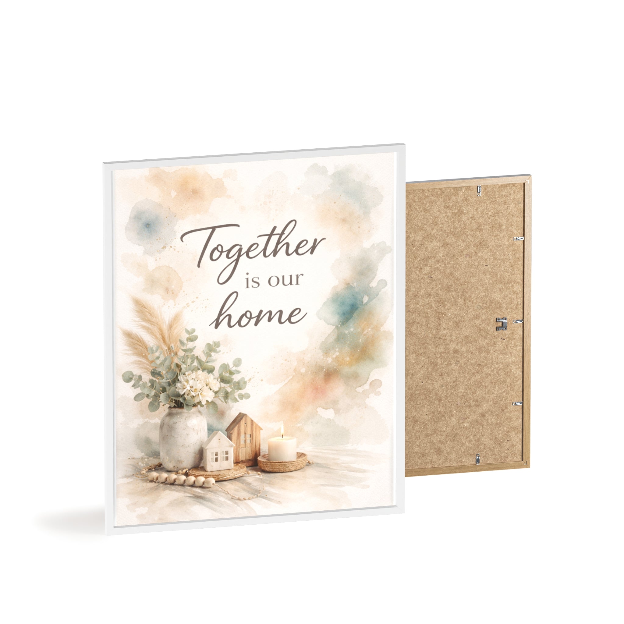 Together Is Our Home Framed Poster Cozy Watercolor Floral Wall Art