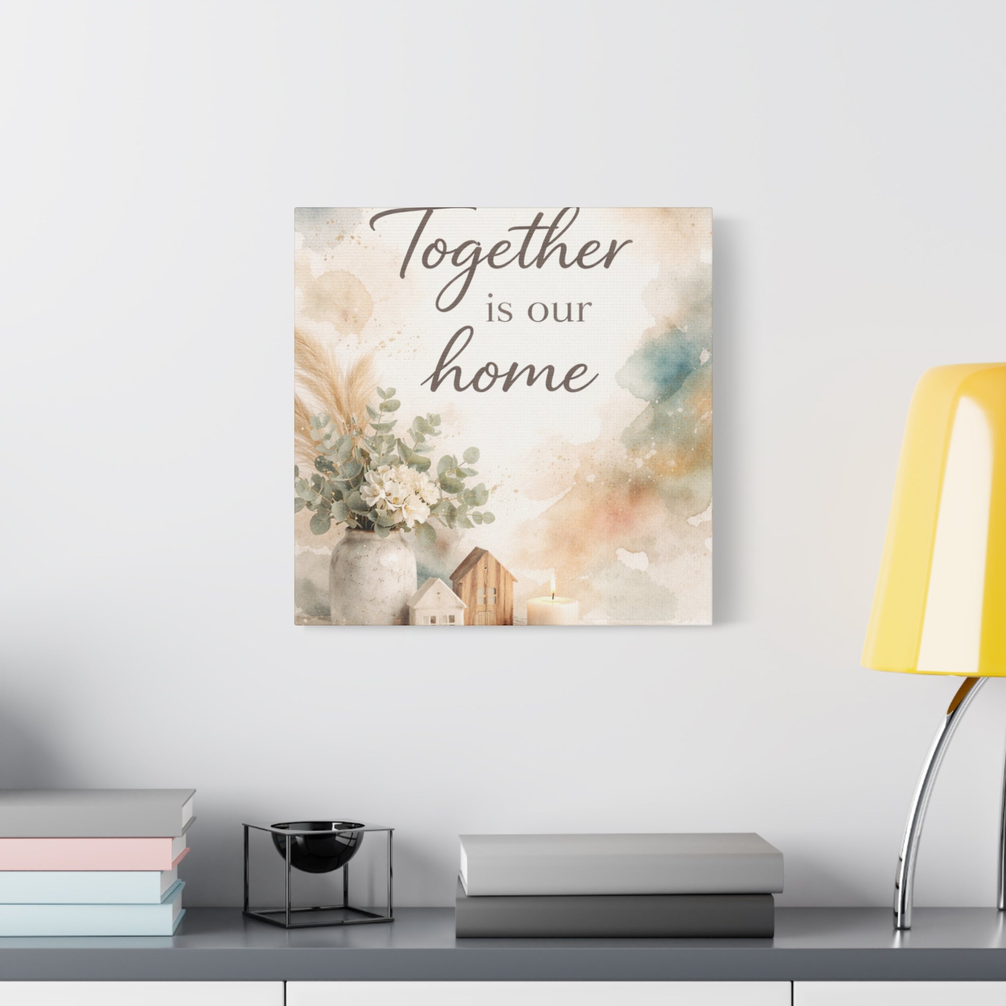 Together Is Our Home Floral Inspirational Decor Canvas Wall Art