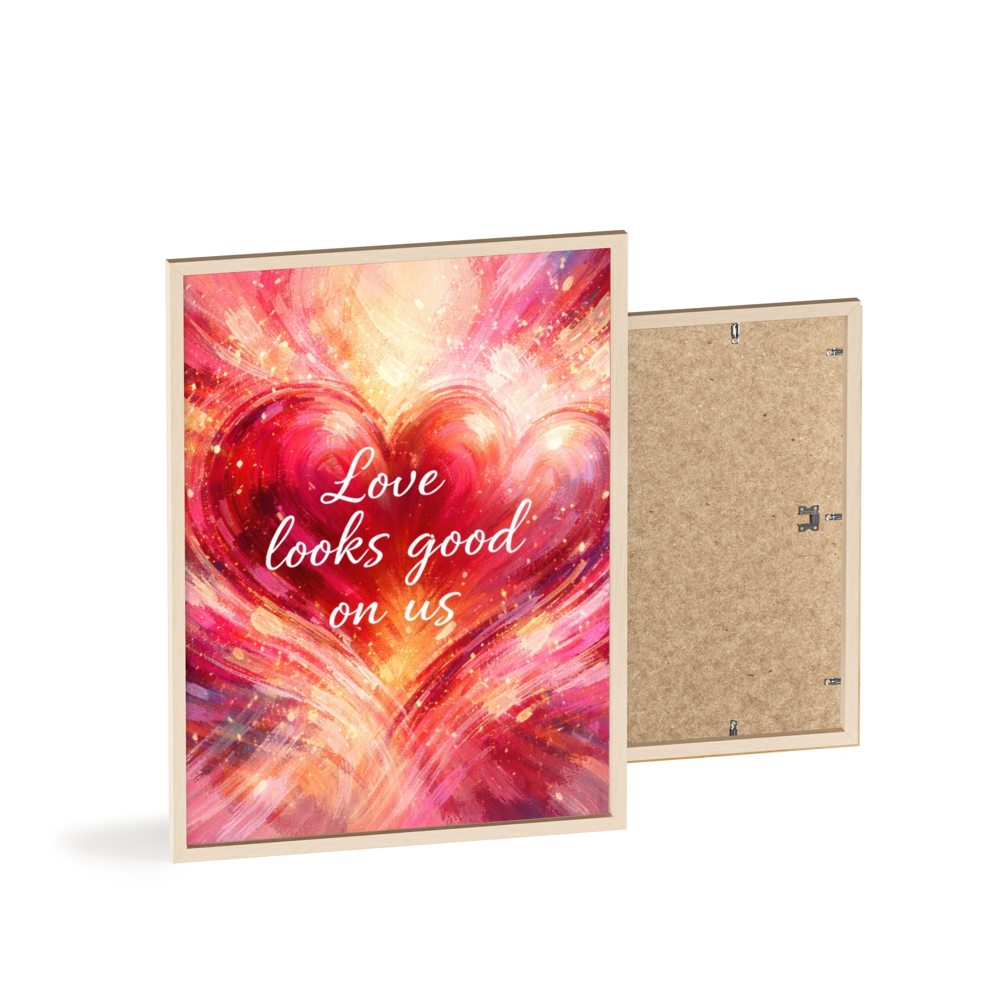 Love Looks Good on Us Romantic Wall Art Framed Heart Poster