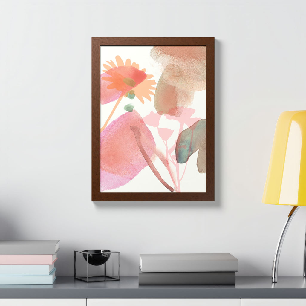Multi-Color Abstract & Floral Design Framed Poster