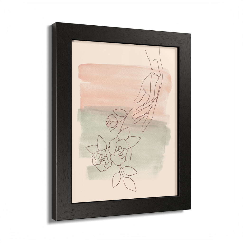 Hand Reaching for Flowers Framed Poster