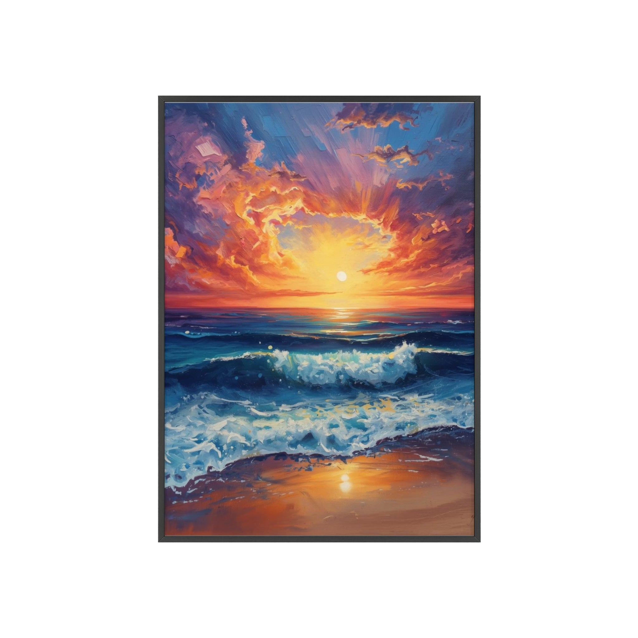 Sunset Ocean Vibrant Seascape Framed Poster