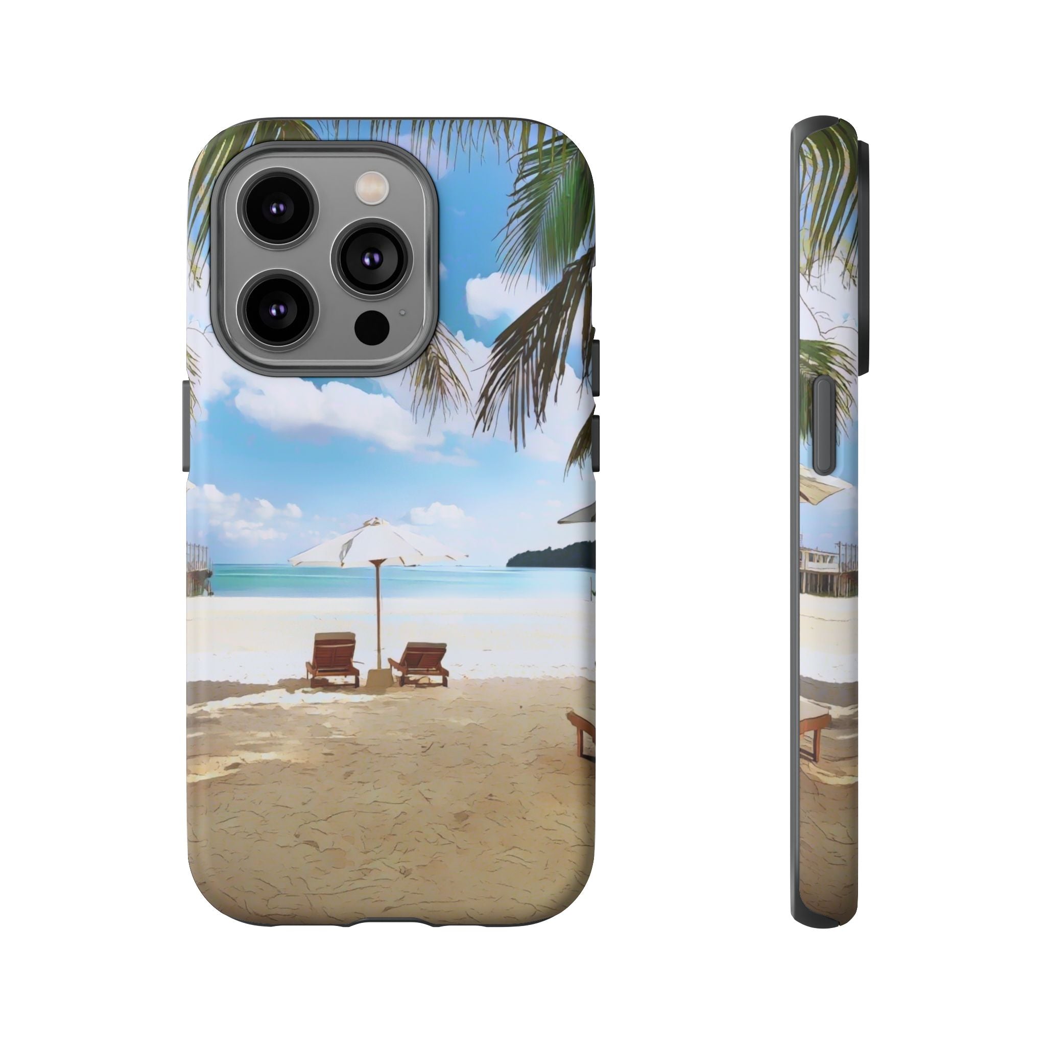 Beach Paradise Tropical Palm Beach Scene Tough Phone Case