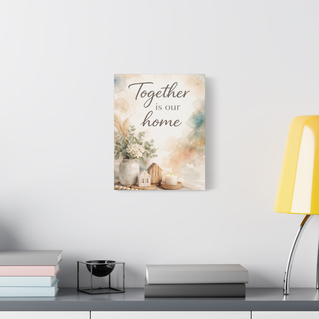 Together Is Our Home Floral Inspirational Decor Canvas Wall Art