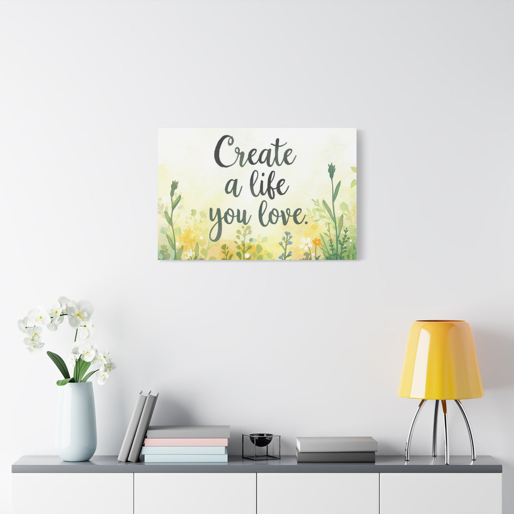 Create a Life You Love Inspirational Floral Matte Canvas Wall Art