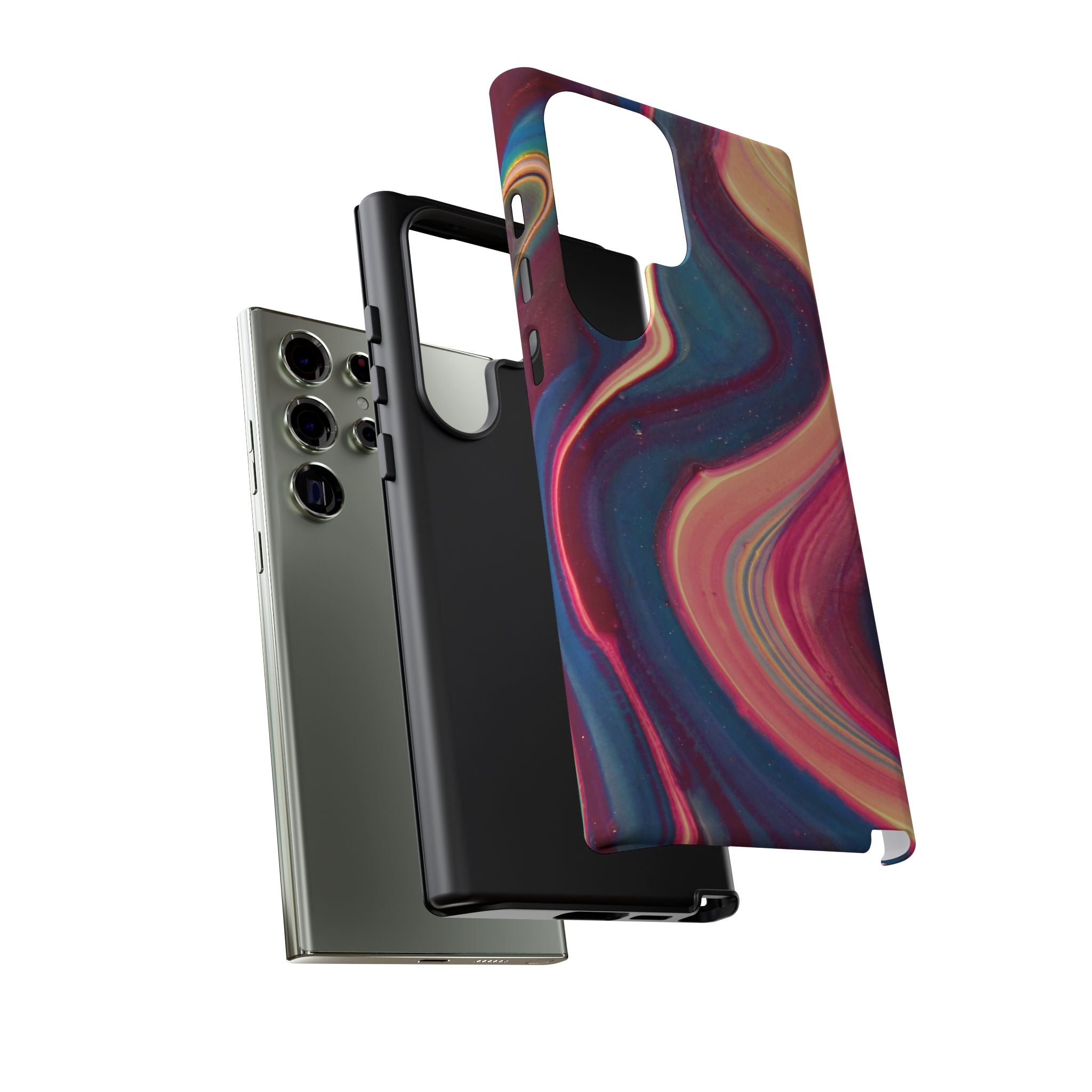 Colorful Wavy Marble Swirl Protective Phone Case