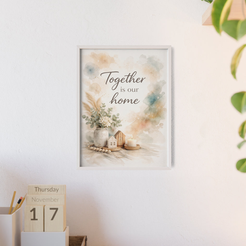 Together Is Our Home Framed Poster Cozy Watercolor Floral Wall Art