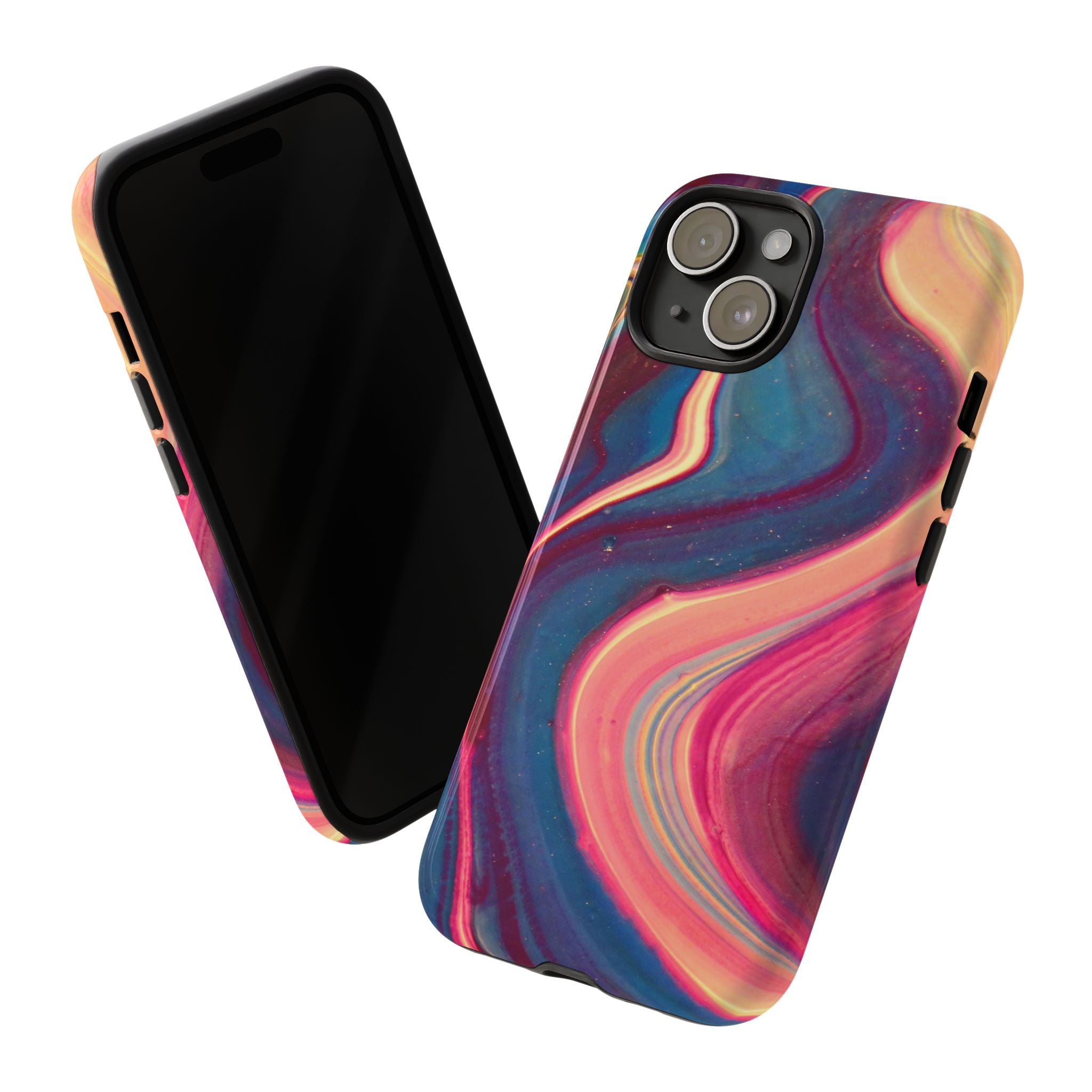 Colorful Wavy Marble Swirl Protective Phone Case