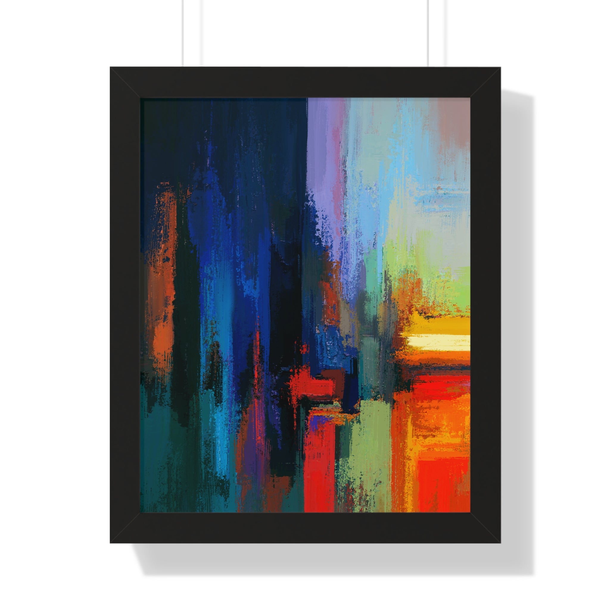 Abstract Colorful Cityscape Framed Vertical Poster