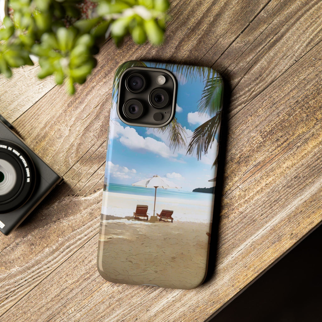 Beach Paradise Tropical Palm Beach Scene Tough Phone Case