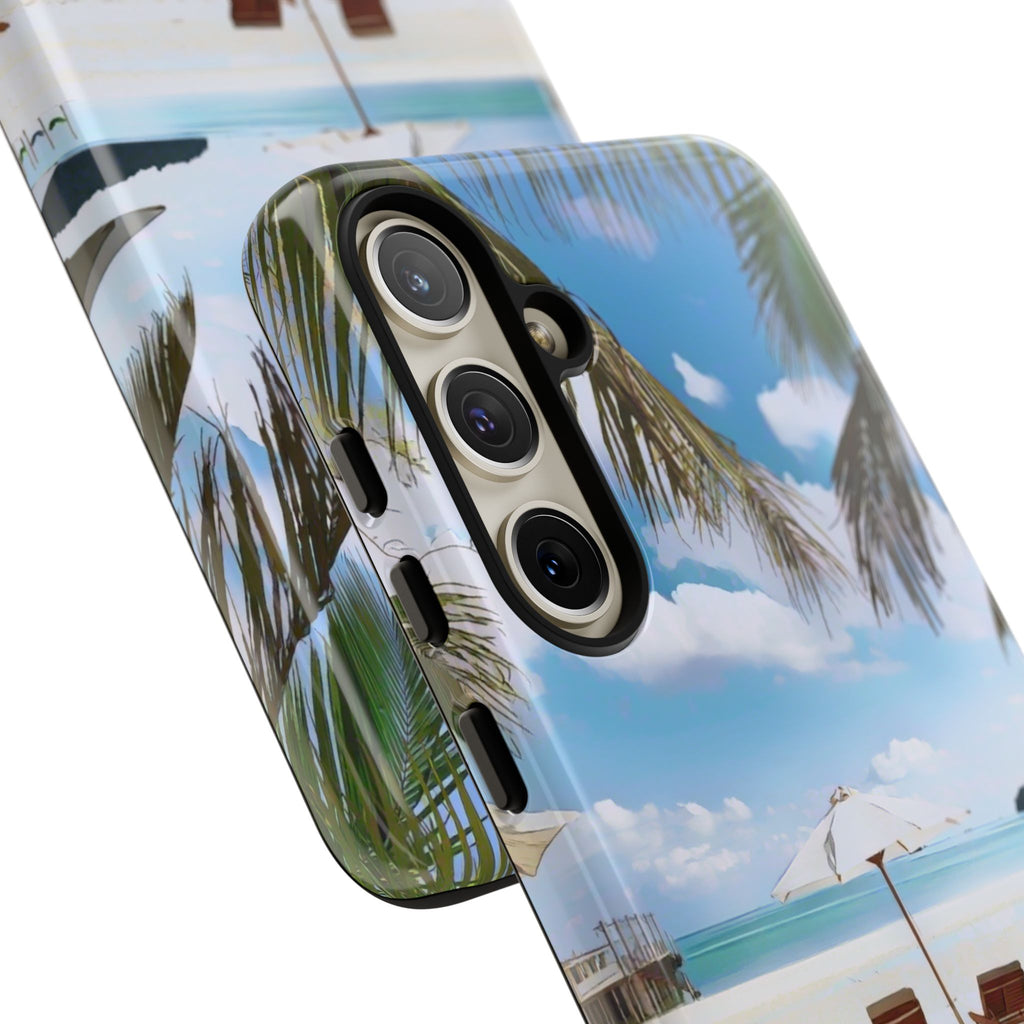 Beach Paradise Tropical Palm Beach Scene Tough Phone Case