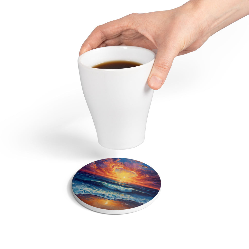 Sunset Ocean Ceramic Coaster