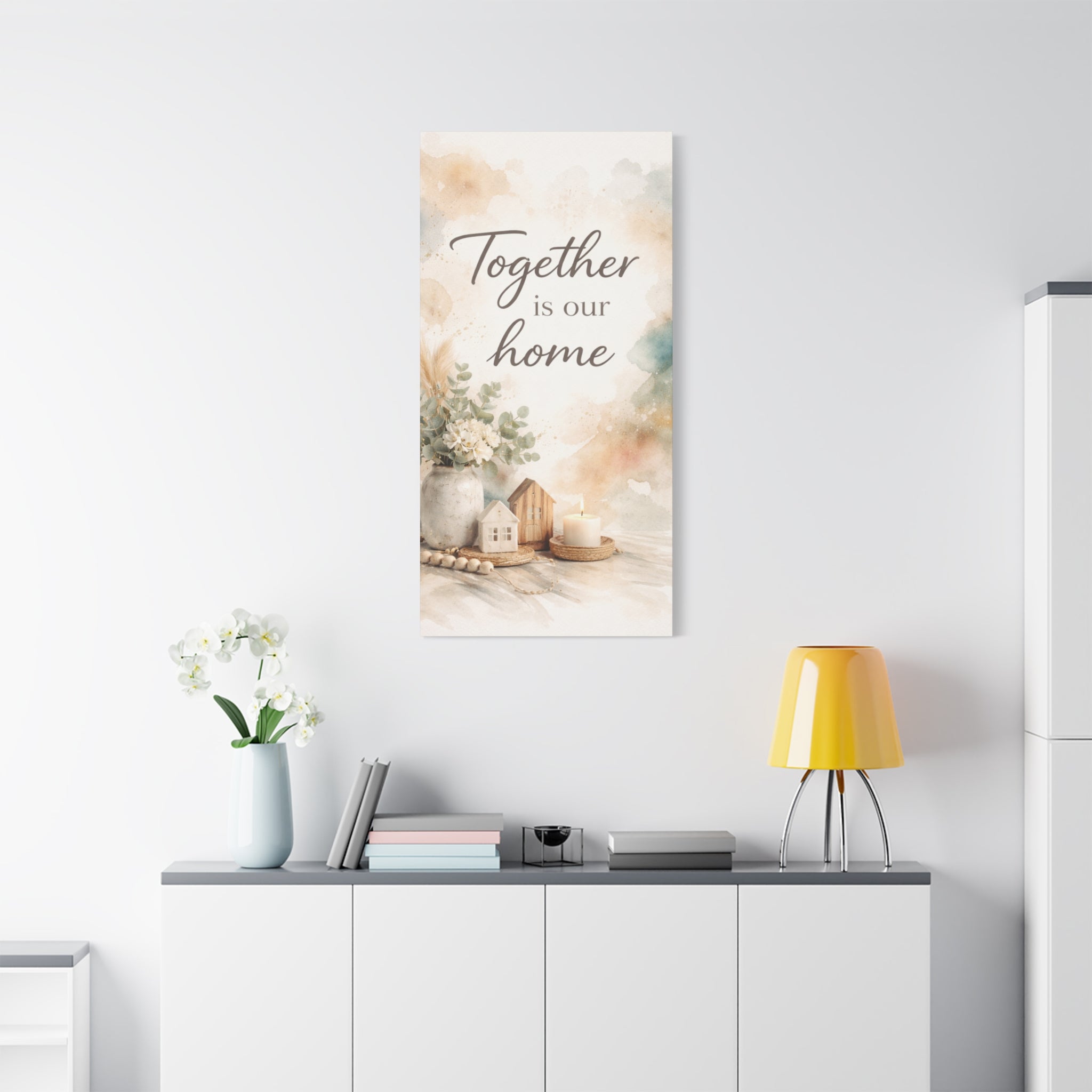 Together Is Our Home Floral Inspirational Decor Canvas Wall Art