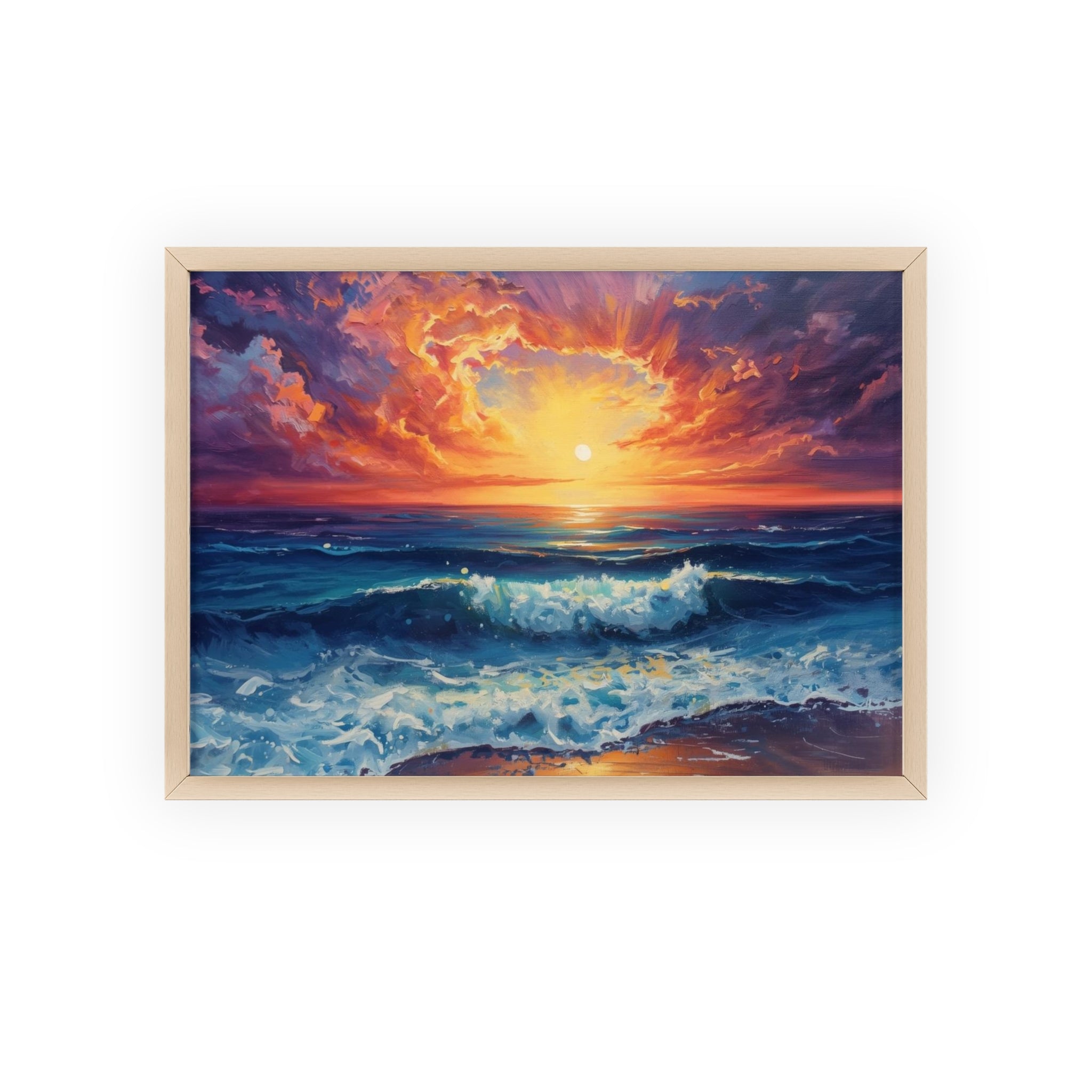 Sunset Ocean Vibrant Seascape Framed Poster