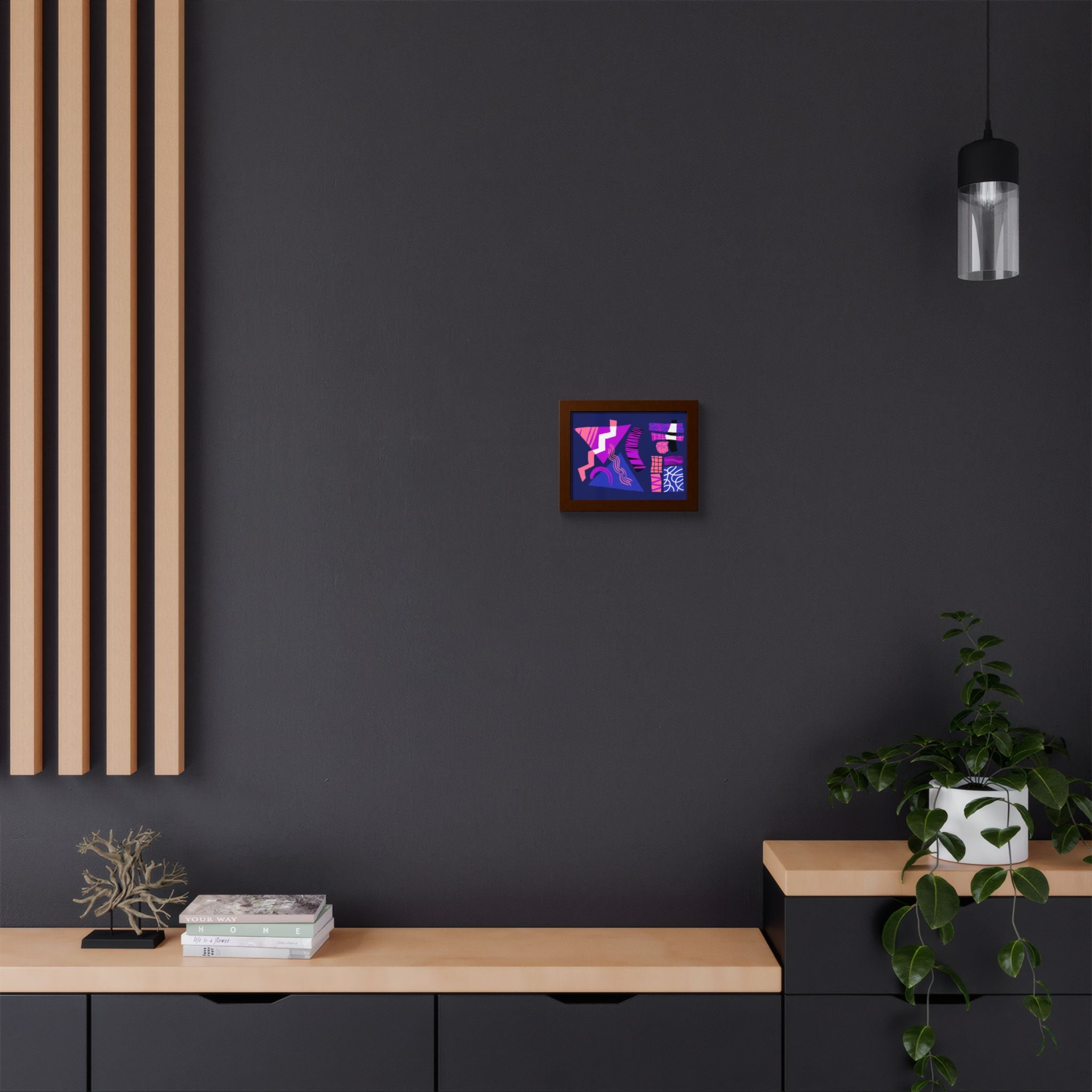 Abstract Geometric Framed Poster — Pink & Purple Modern Wall Art