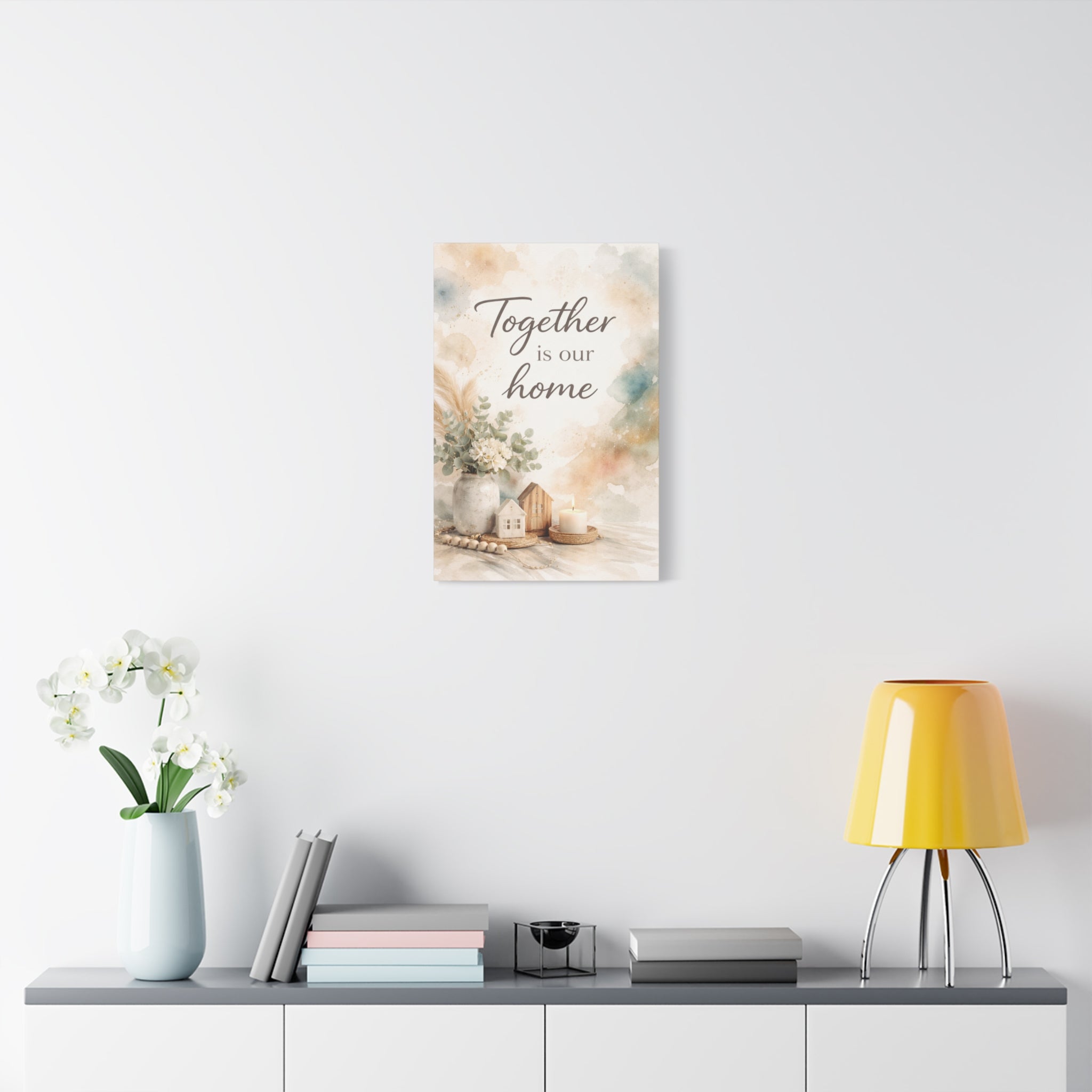 Together Is Our Home Floral Inspirational Decor Canvas Wall Art