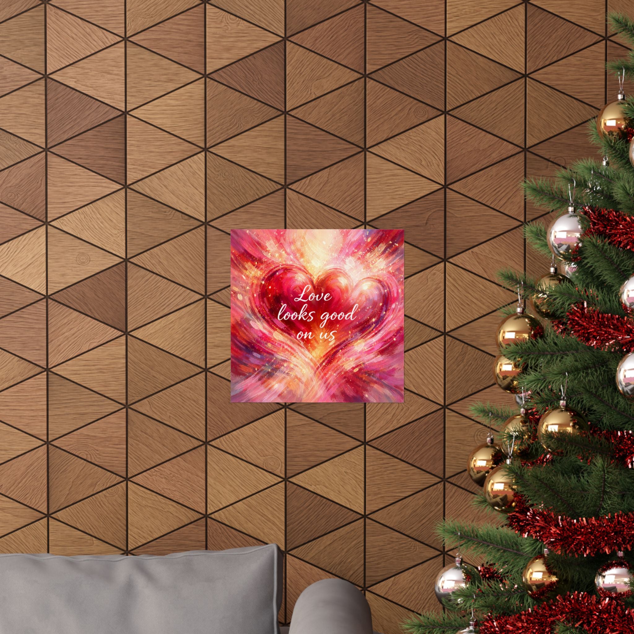 Love Looks Good On Us Matte Poster Romantic Heart Wall Art