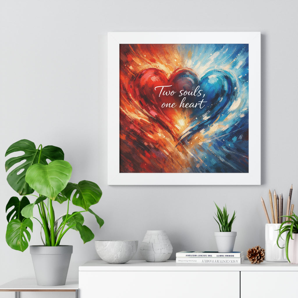Two Souls One Heart Romantic Art Framed Poster