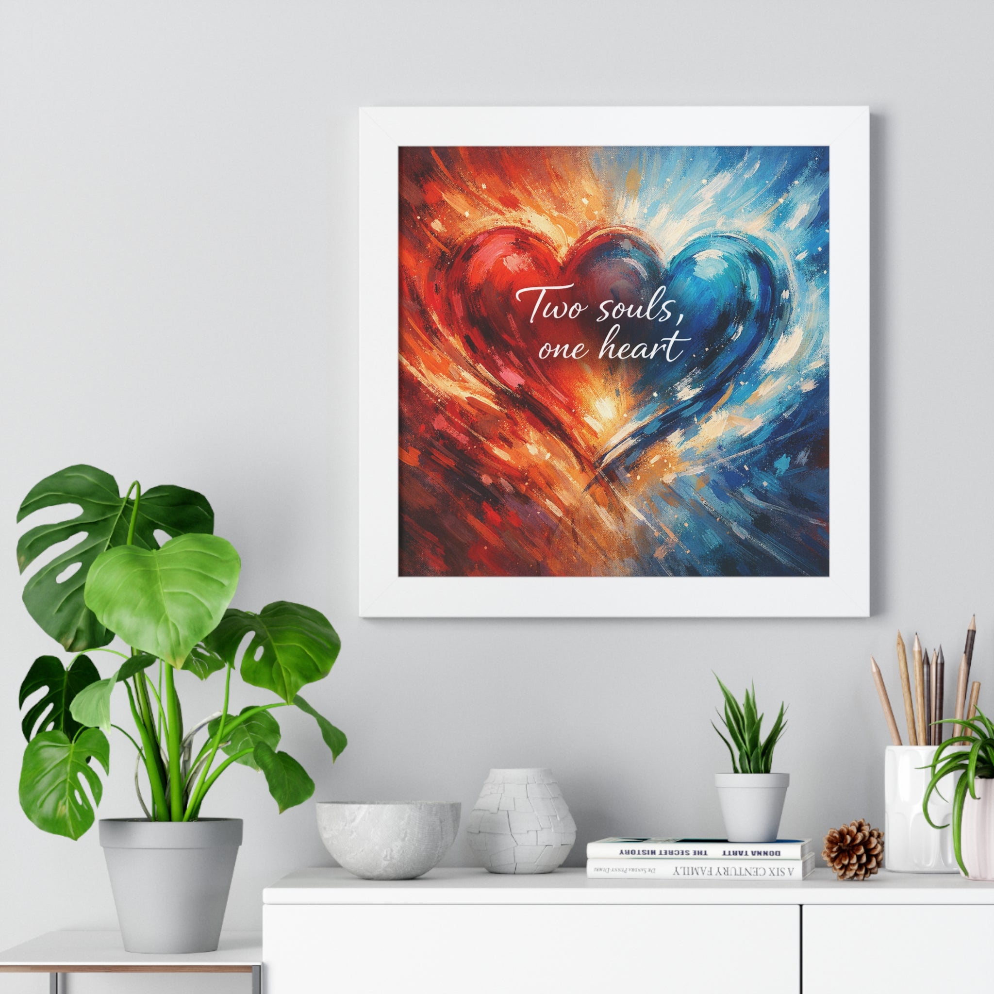 Two Souls One Heart Romantic Art Framed Poster