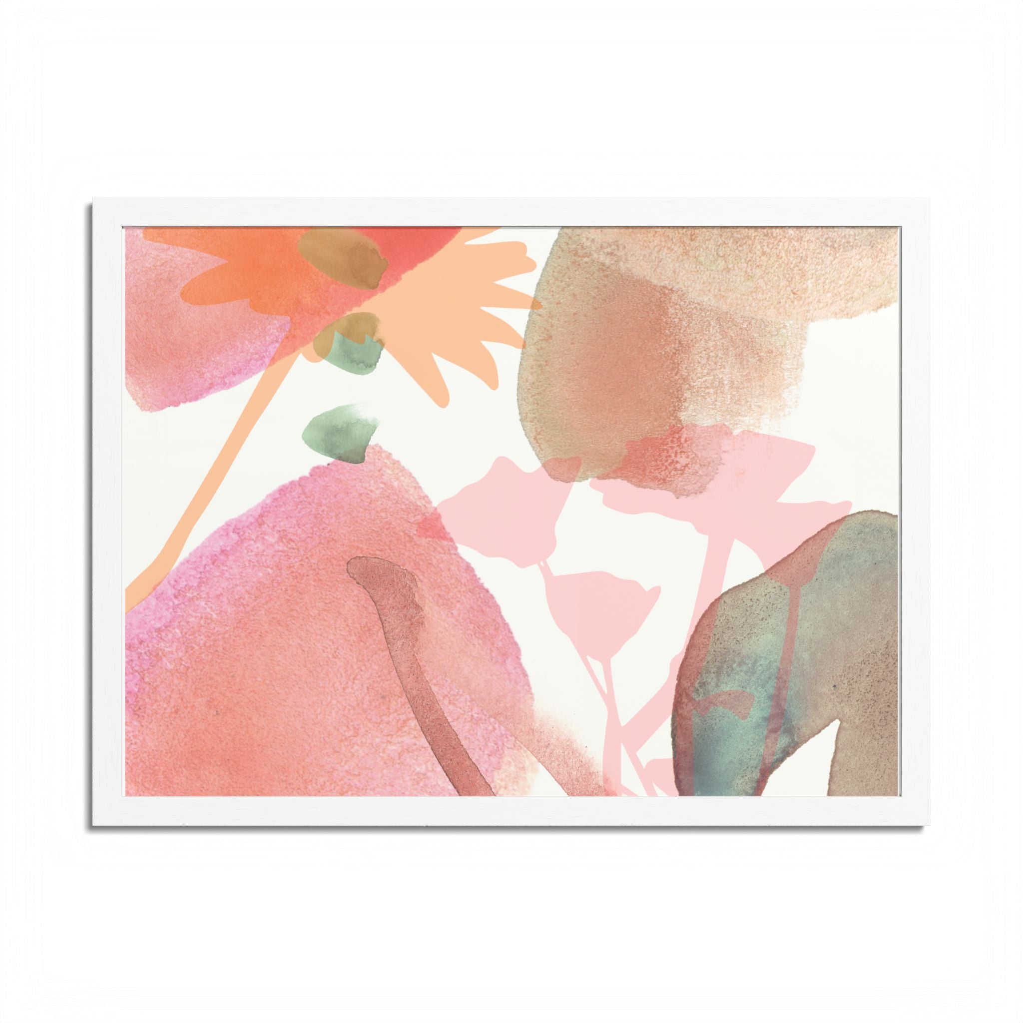Multi-Color Abstract & Floral Design Framed Poster