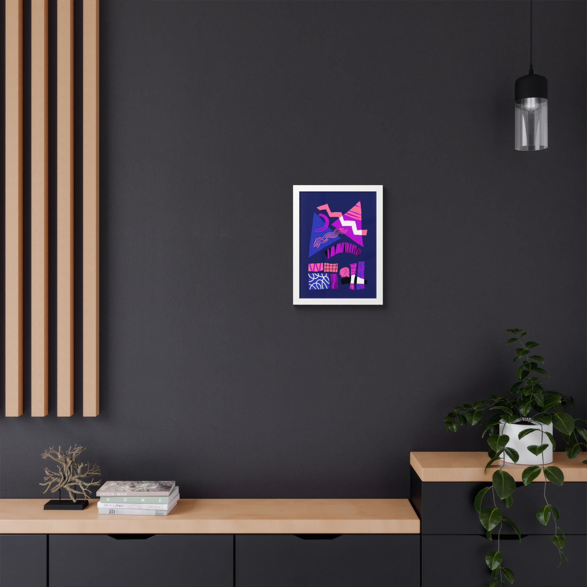 Abstract Geometric Framed Poster — Pink & Purple Modern Wall Art