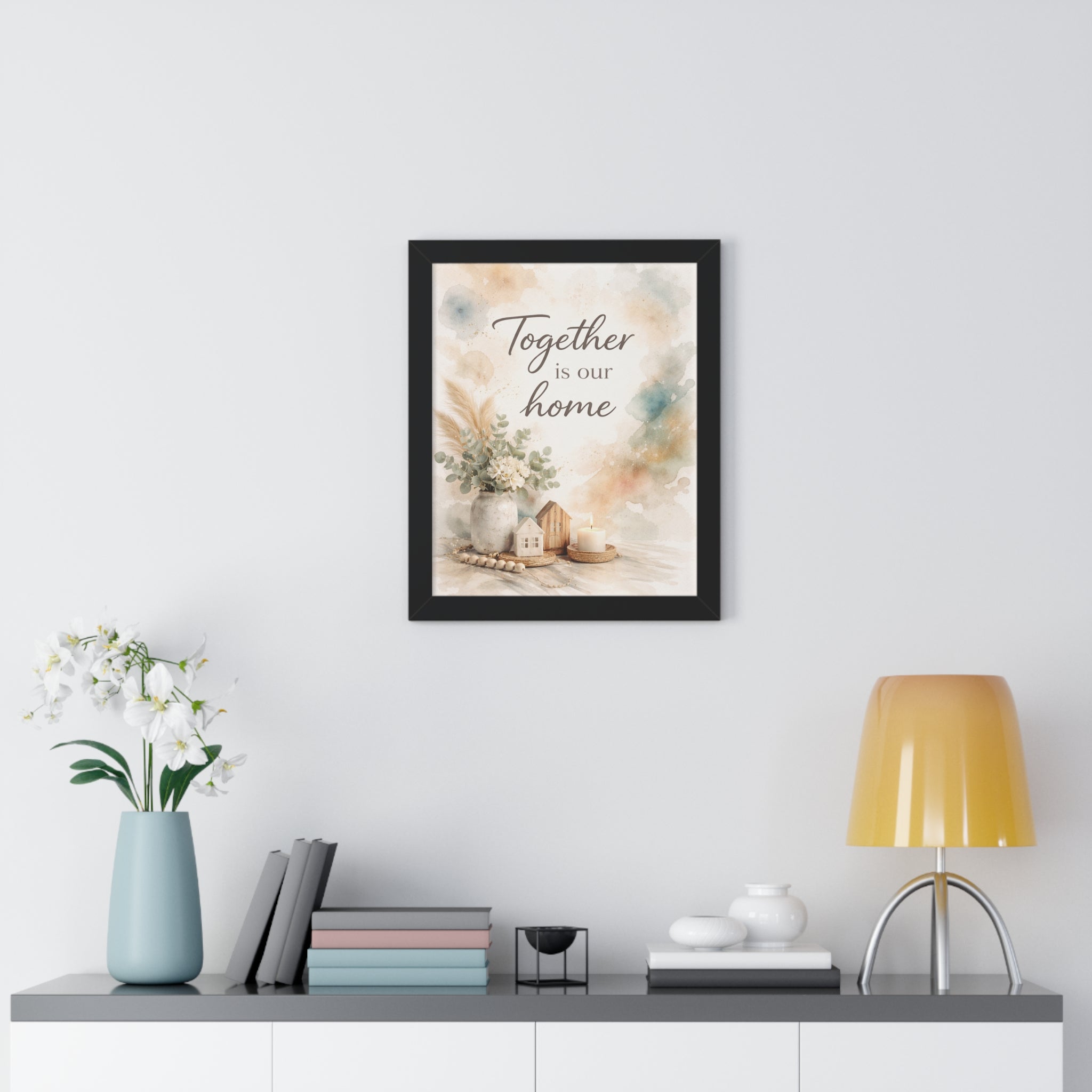 Together Is Our Home Framed Poster — Watercolor Wall Art
