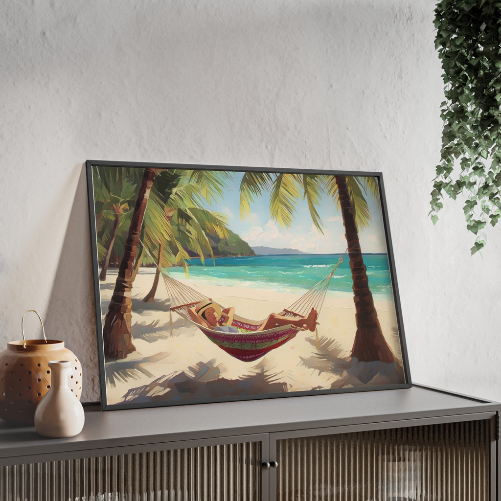 Tropical Beach Hammock Framed Poster