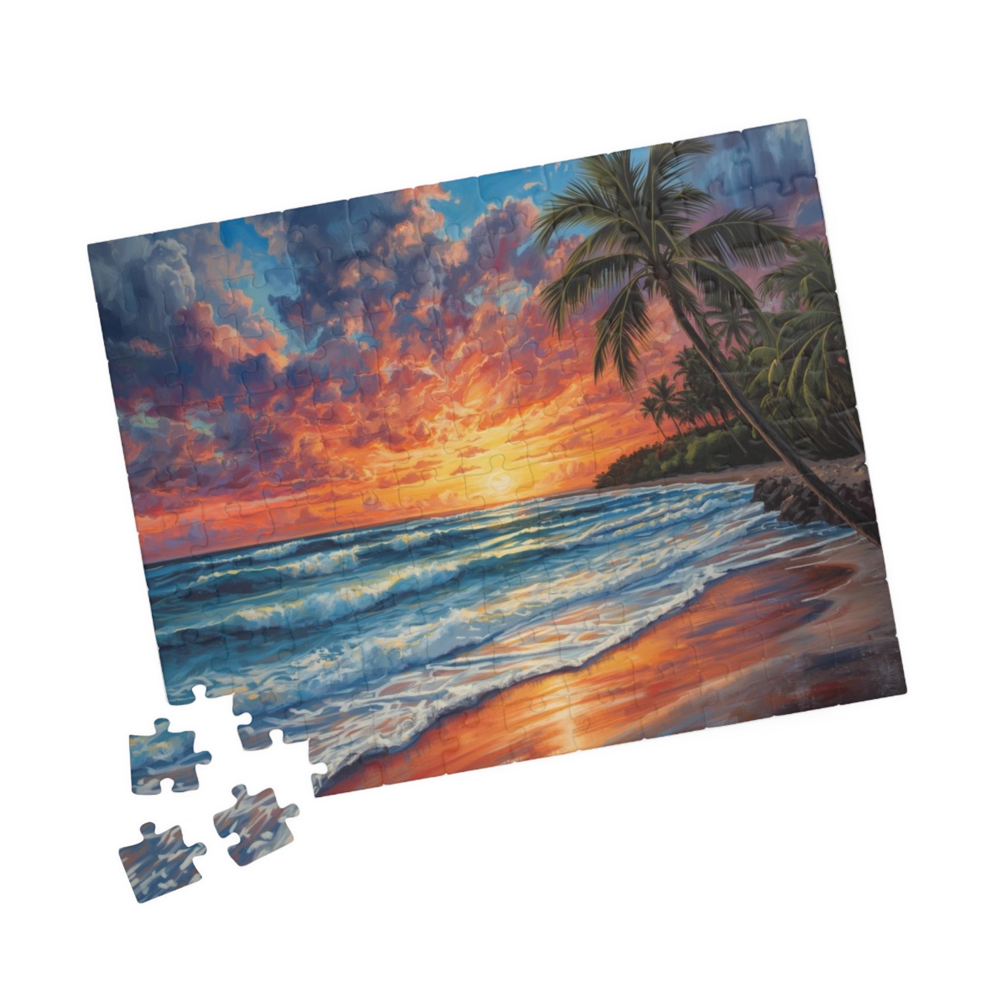 Tropical Sunset Beach Scenic Ocean Jigsaw Puzzle (110/252/520/1014 pcs)