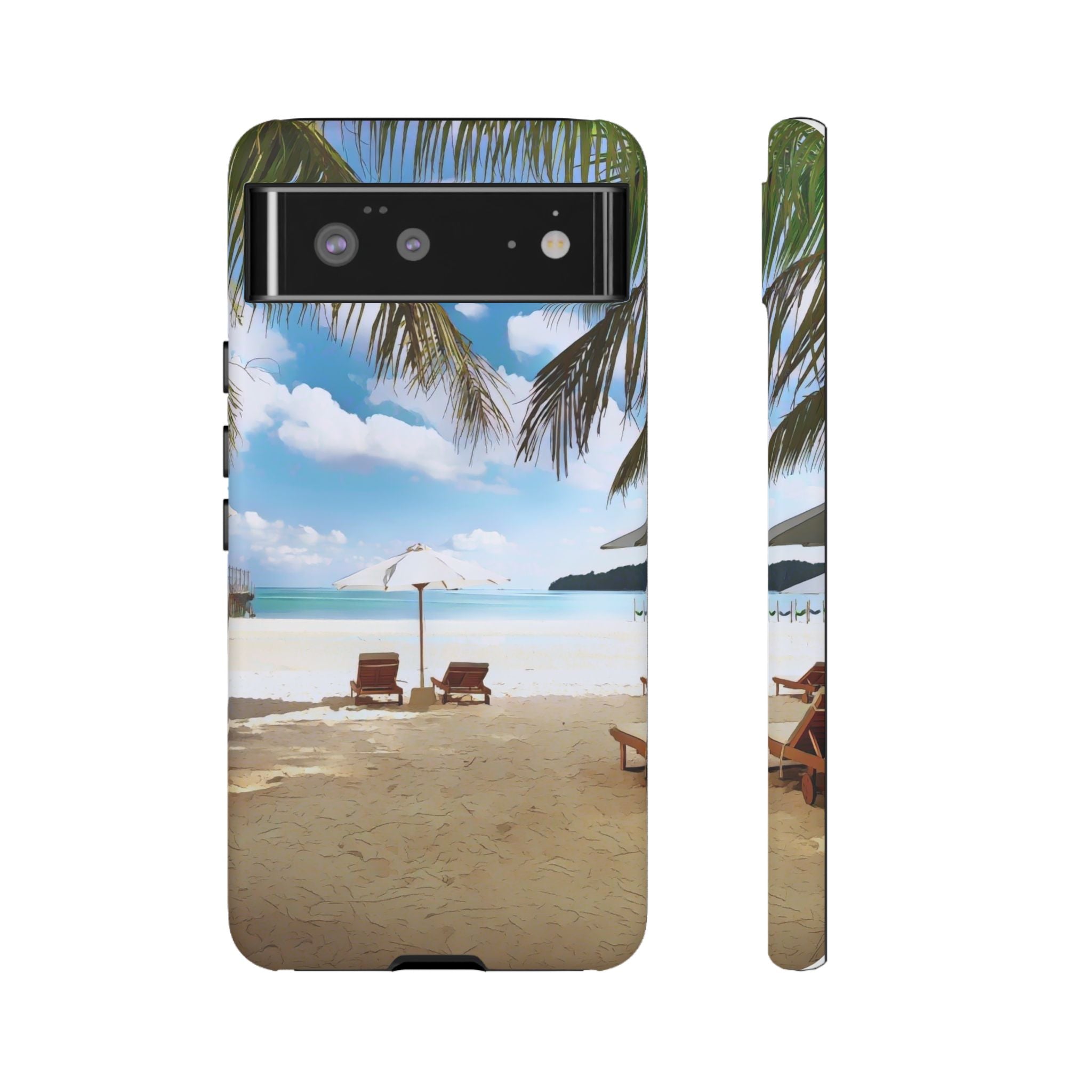 Beach Paradise Tropical Palm Beach Scene Tough Phone Case